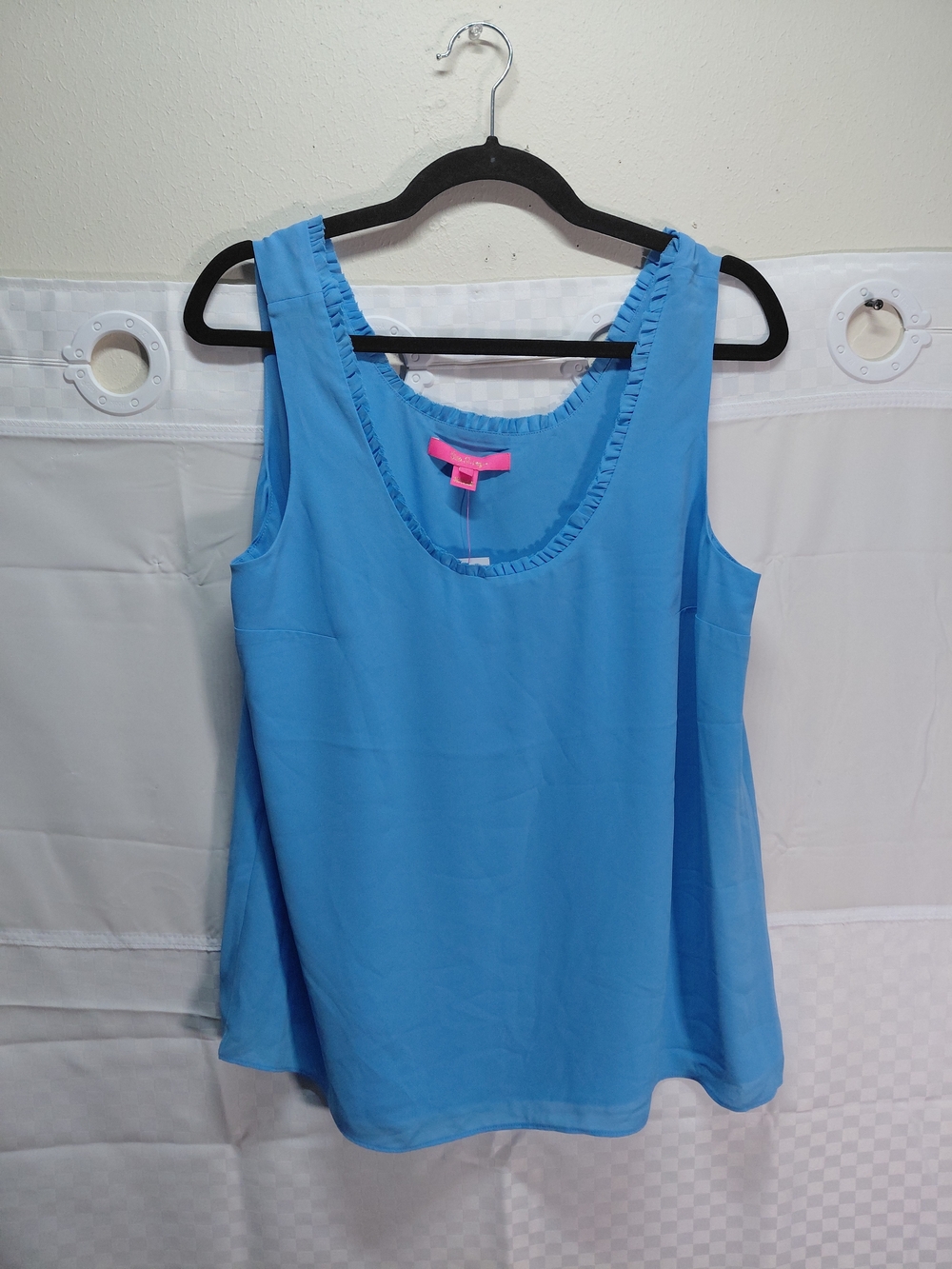Lilly Pulitzer Blue Ruffle Trim Sleeveless Tank#(C19)
